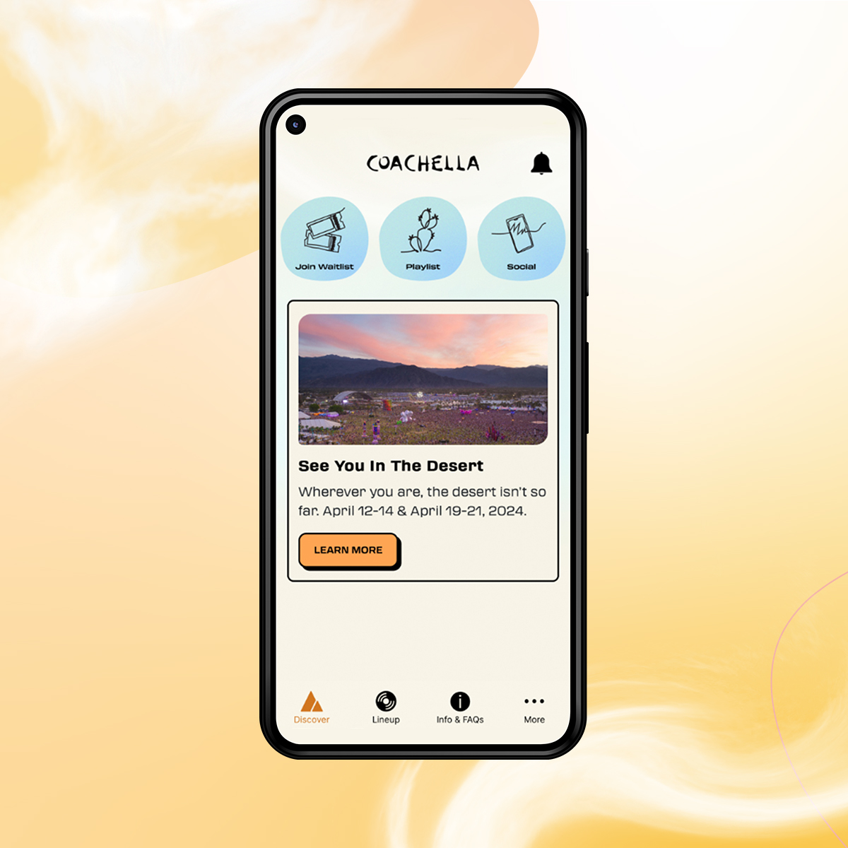 Phone showing Coachella app