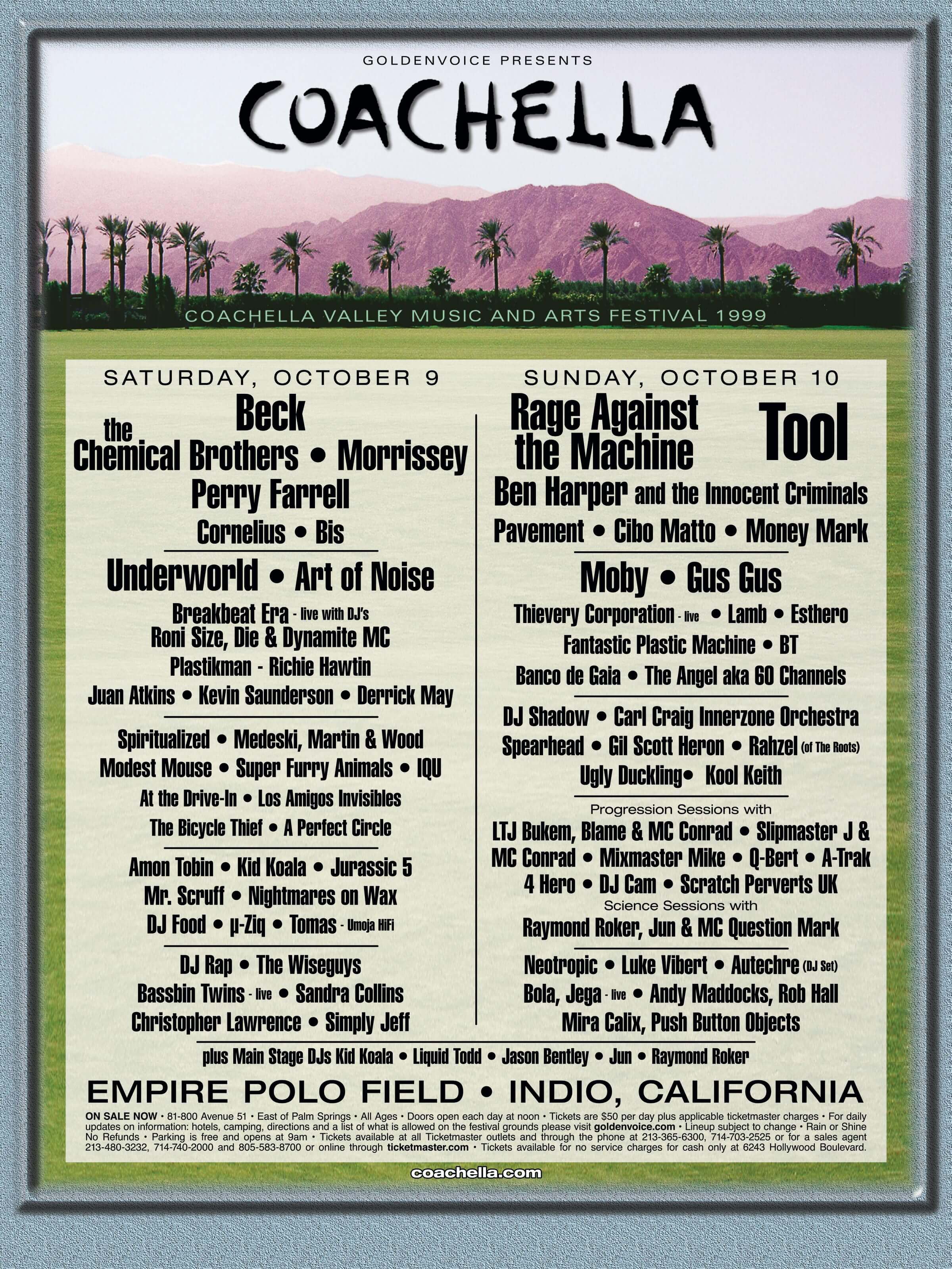 Coachella 1999 Lineup Poster